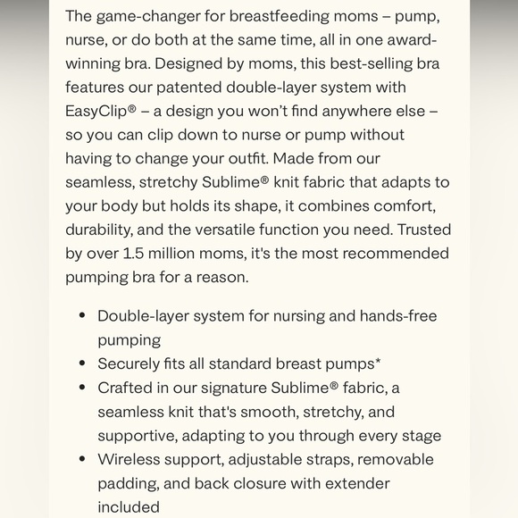 Kindred Bravely Sublime® Hands-Free Pumping &
Nursing Bra Regular 1X NEW - Picture 7 of 12